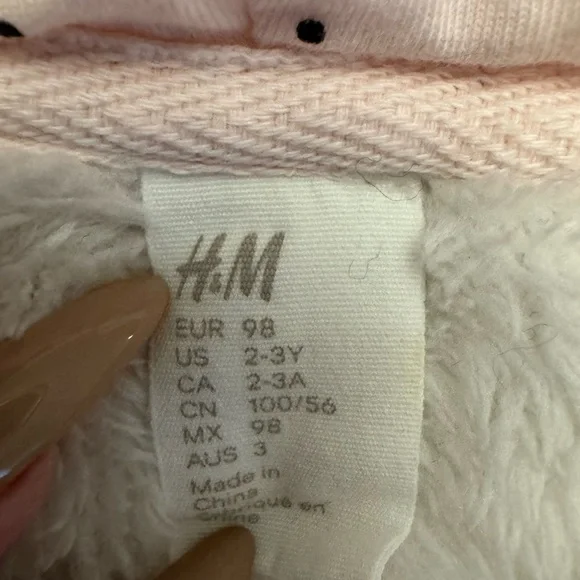 Girls H&M Fleece Zip Up Hoodie Jacket 2-3T - Picture 2 of 3